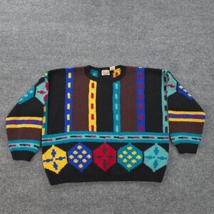 Vintage River Trader Sweater Womens M Oversized‎ Shetland Wool Abstract Chunky